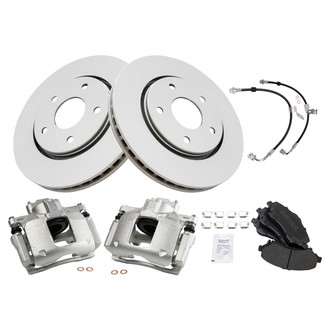 TRQ® - Front Disc Brake Kit with Semi-Metallic Pads, Calipers and Hoses