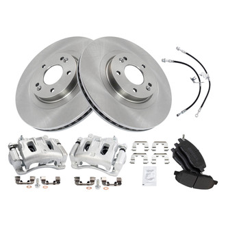 TRQ® - Front Disc Brake Kit with Semi-Metallic Pads, Calipers and Hoses