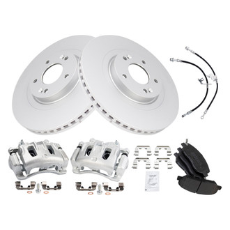 TRQ® - Front Disc Brake Kit with Semi-Metallic Pads, Calipers and Hoses