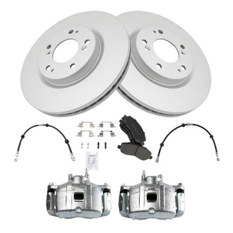 TRQ® - Front Disc Brake Kit with Ceramic Pads, Calipers and Hoses