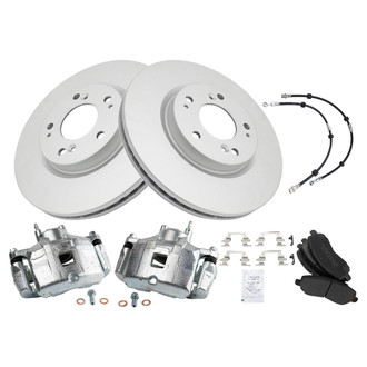 TRQ® - Front Disc Brake Kit with Semi-Metallic Pads, Calipers and Hoses