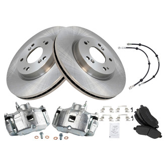 TRQ® - Front Disc Brake Kit with Semi-Metallic Pads, Calipers and Hoses