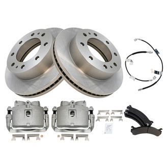 TRQ® - Front Disc Brake Kit with Semi-Metallic Pads, Calipers and Hoses