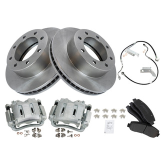 TRQ® - Front Disc Brake Kit with Semi-Metallic Pads, Calipers and Hoses