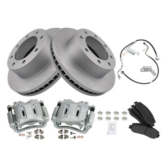 TRQ® - Front Disc Brake Kit with Semi-Metallic Pads, Calipers and Hoses