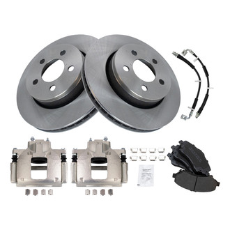 TRQ® - Front Disc Brake Kit with Semi-Metallic Pads, Calipers and Hoses