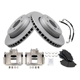 TRQ® - Front Disc Brake Kit with Semi-Metallic Pads, Calipers and Hoses