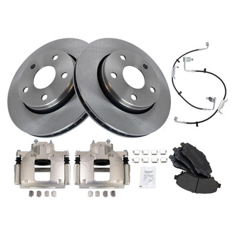 TRQ® - Front Disc Brake Kit with Semi-Metallic Pads, Calipers and Hoses