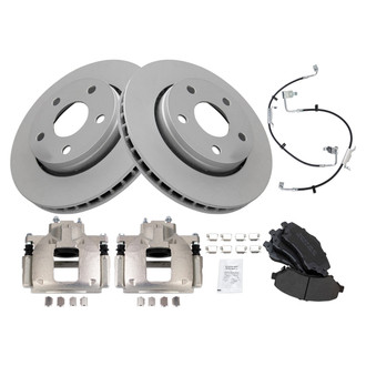 TRQ® - Front Disc Brake Kit with Semi-Metallic Pads, Calipers and Hoses