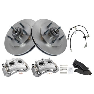 TRQ® - Front Disc Brake Kit with Semi-Metallic Pads, Calipers and Hoses