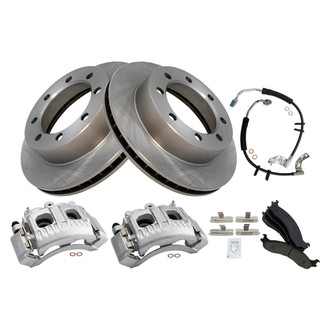 TRQ® - Front Disc Brake Kit with Semi-Metallic Pads, Calipers and Hoses