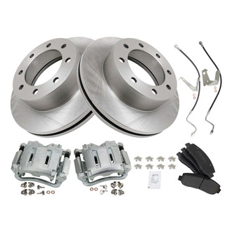 TRQ® - Front Disc Brake Kit with Semi-Metallic Pads, Calipers and Hoses