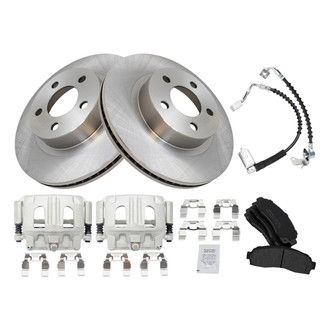 TRQ® - Front Disc Brake Kit with Semi-Metallic Pads, Calipers and Hoses