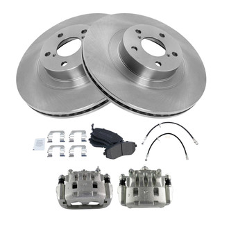 TRQ® - Disc Brake Kit with Semi-Metallic Pads, Calipers and Hoses