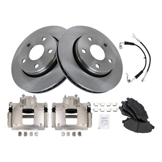 TRQ® - Front Disc Brake Kit with Semi-Metallic Pads, Calipers and Hoses