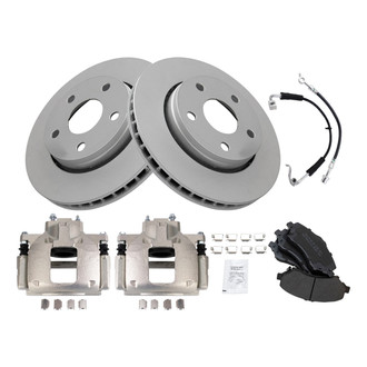TRQ® - Front Disc Brake Kit with Semi-Metallic Pads, Calipers and Hoses