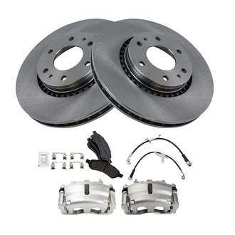 TRQ® - Front Disc Brake Kit with Semi-Metallic Pads, Calipers and Hoses