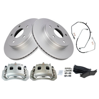 TRQ® - Front Disc Brake Kit with Semi-Metallic Pads, Calipers and Hoses