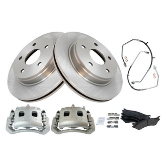 TRQ® - Front Disc Brake Kit with Semi-Metallic Pads, Calipers and Hoses