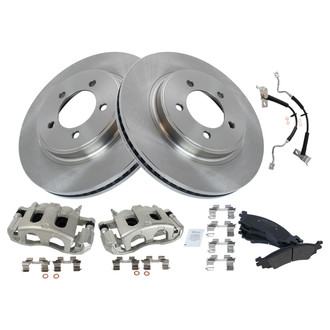 TRQ® - Front Disc Brake Kit with Semi-Metallic Pads, Calipers and Hoses