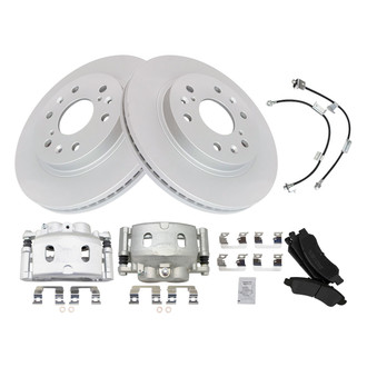 TRQ® - Front Disc Brake Kit with Semi-Metallic Pads, Calipers and Hoses