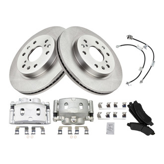 TRQ® - Front Disc Brake Kit with Semi-Metallic Pads, Calipers and Hoses