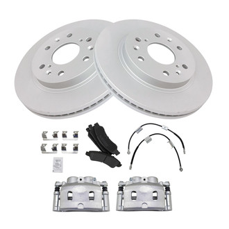 TRQ® - Front Disc Brake Kit with Semi-Metallic Pads, Calipers and Hoses