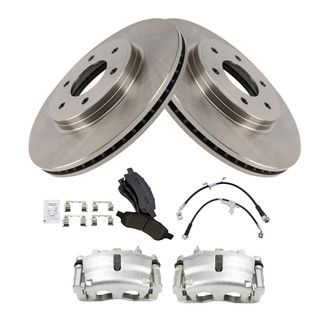 TRQ® - Front Disc Brake Kit with Semi-Metallic Pads, Calipers and Hoses