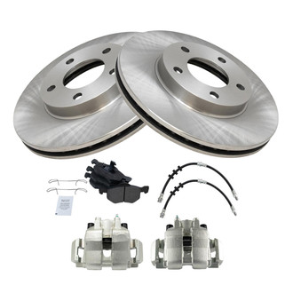 TRQ® - Front Disc Brake Kit with Semi-Metallic Pads, Calipers and Hoses