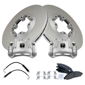 TRQ® - Front Disc Brake Kit with Ceramic Pads, Calipers and Hoses