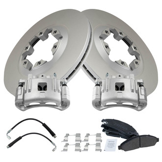 TRQ® - Front Disc Brake Kit with Semi-Metallic Pads, Calipers and Hoses