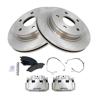 TRQ® - Front Disc Brake Kit with Semi-Metallic Pads, Calipers and Hoses
