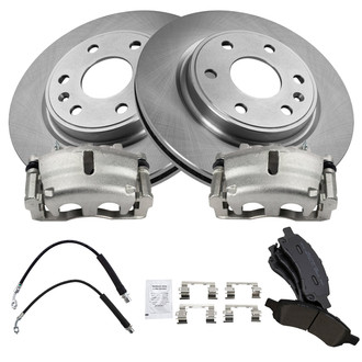 TRQ® - Front Disc Brake Kit with Semi-Metallic Pads, Calipers and Hoses