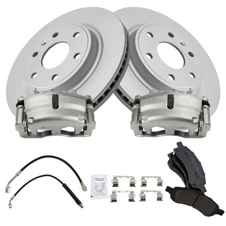 TRQ® - Front Disc Brake Kit with Semi-Metallic Pads, Calipers and Hoses