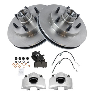 TRQ® - Front Disc Brake Kit with Semi-Metallic Pads, Calipers and Hoses