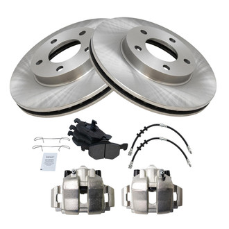 TRQ® - Front Disc Brake Kit with Semi-Metallic Pads, Calipers and Hoses