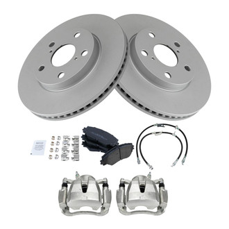 TRQ® - Front Disc Brake Kit with Semi-Metallic Pads, Calipers and Hoses