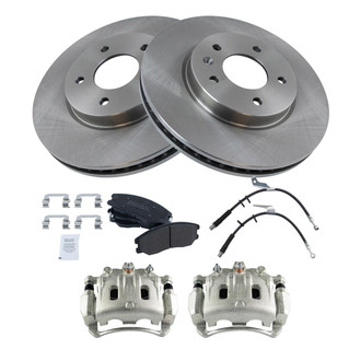 TRQ® - Front Disc Brake Kit with Semi-Metallic Pads, Calipers and Hoses