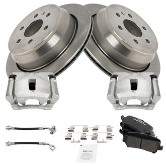 TRQ® - Rear Disc Brake Kit with Ceramic Pads, Calipers and Hoses