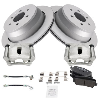 TRQ® - Rear Disc Brake Kit with Semi-Metallic Pads, Calipers and Hoses