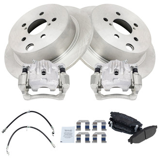 TRQ® - Rear Disc Brake Kit with Semi-Metallic Pads, Calipers and Hoses