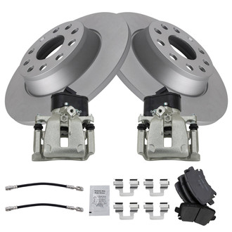 TRQ® - Rear Disc Brake Kit with Ceramic Pads, Calipers and Hoses