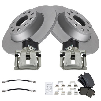 TRQ® - Rear Disc Brake Kit with Semi-Metallic Pads, Calipers and Hoses