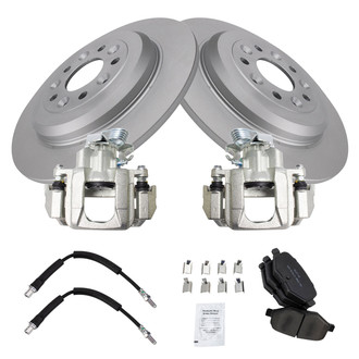 TRQ® - Rear Disc Brake Kit with Semi-Metallic Pads, Calipers and Hoses