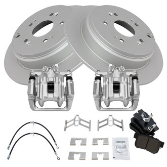 TRQ® - Rear Disc Brake Kit with Semi-Metallic Pads, Calipers and Hoses