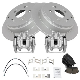 TRQ® - Rear Disc Brake Kit with Ceramic Pads, Calipers and Hoses