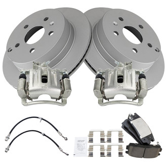 TRQ® - Rear Disc Brake Kit with Ceramic Pads, Calipers and Hoses