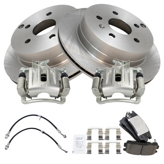 TRQ® - Rear Disc Brake Kit with Semi-Metallic Pads, Calipers and Hoses