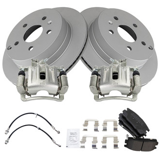 TRQ® - Rear Disc Brake Kit with Semi-Metallic Pads, Calipers and Hoses