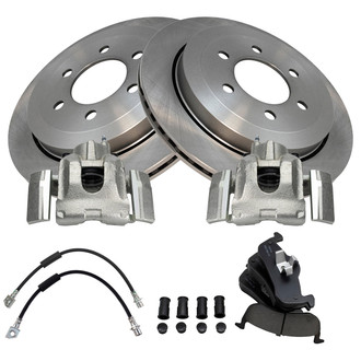 TRQ® - Rear Disc Brake Kit with Ceramic Pads, Calipers and Hoses